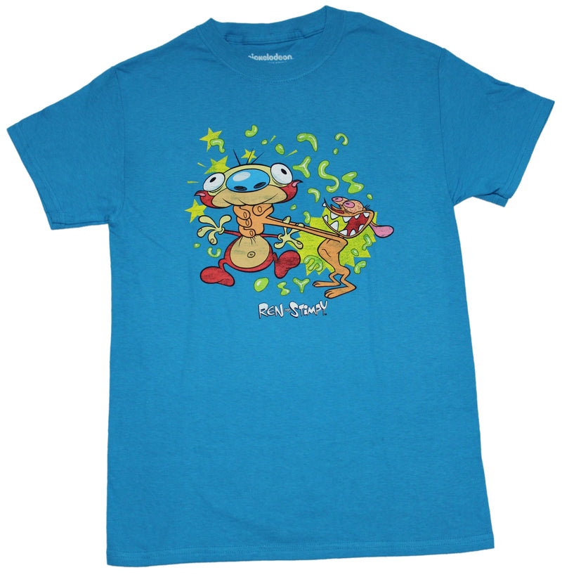 Ren & Stimpy Mens T-Shirt - Distressed Ren Choking Stimpy