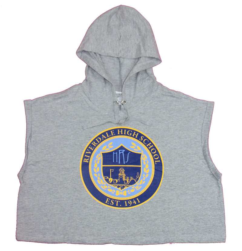 Riverdale Girls Juniors Cut-Off Sleeveless Hoodie - High School Crest
