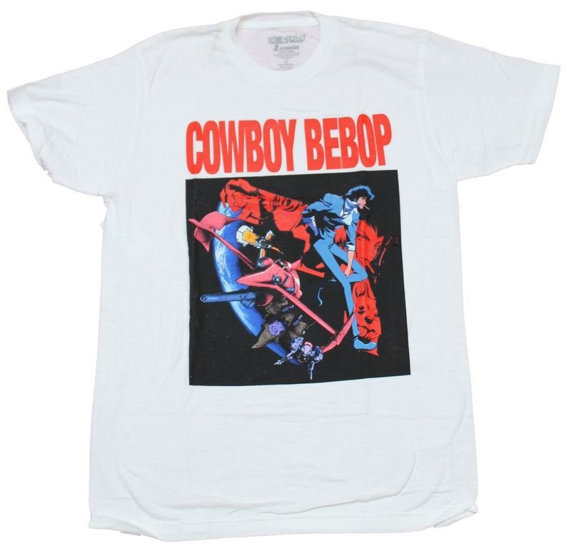 Cowboy Bebop Mens T-Shirt - Character Box Under Logo Image