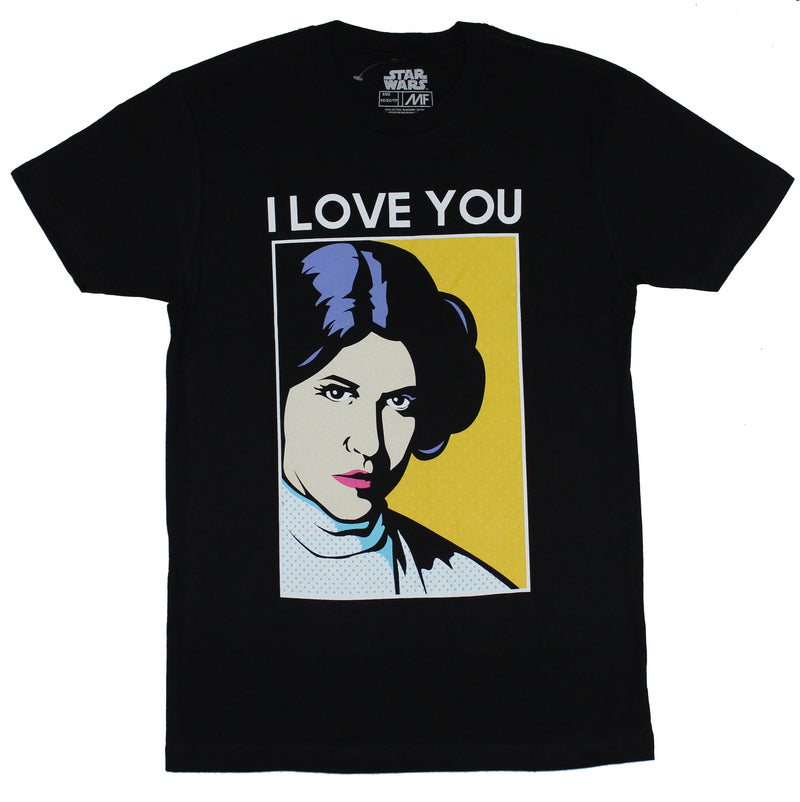 Star Wars Mens T-Shirt - Princess Leia Comic Style I Love You Box
