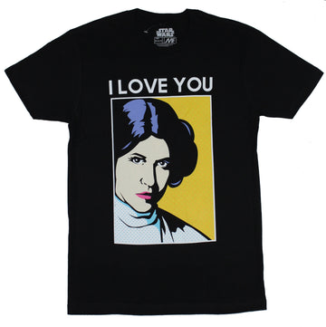 Star Wars Mens T-Shirt - Princess Leia Comic Style I Love You Box