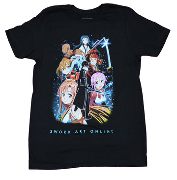 Sword Art Online  Mens T-Shirt -  Giant Colorful Character Pile Up