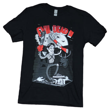 Evil Dead II Mens T-Shirt - Rubber Arms Cartoon Style Ash Image