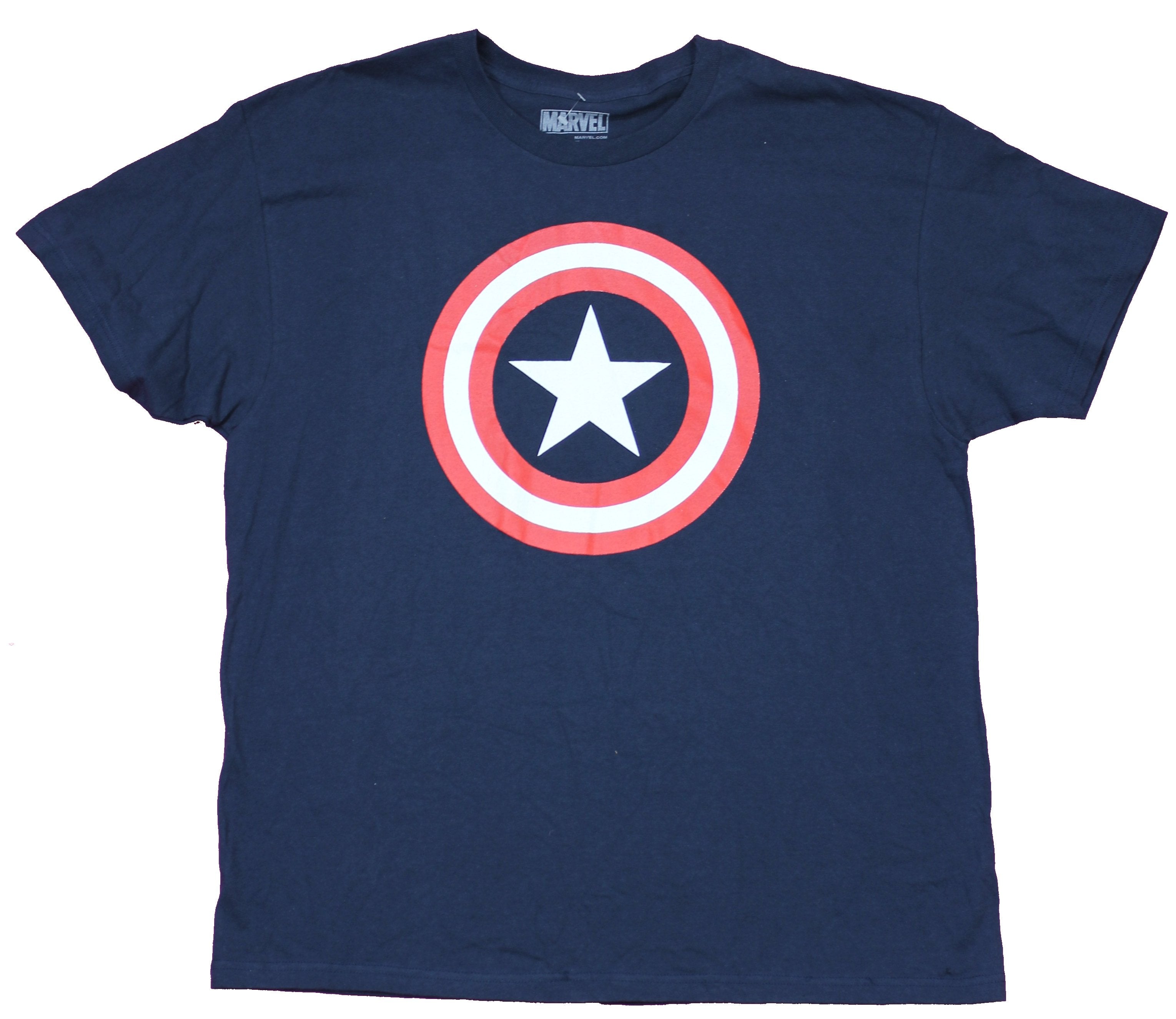 Captain America Mens T-Shirt - Shield Logo Full Color Dark Navy