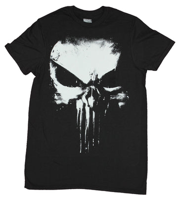 Punisher Mens T-Shirt - Splattered Half in Shadow Skull Logo