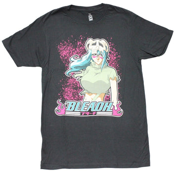 Bleach Mens T-Shirt - Nel Posed In Front of Pink Splatter