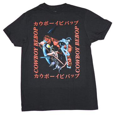 Cowboy Bebop Mens T-Shirt - Character Collage in Kanji Box Image