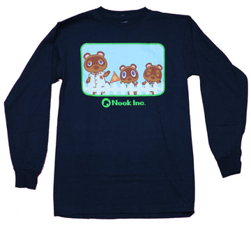 Animal Crossing Mens Long Sleeve T-Shirt - Nook Inc. Raccoon Fence Image