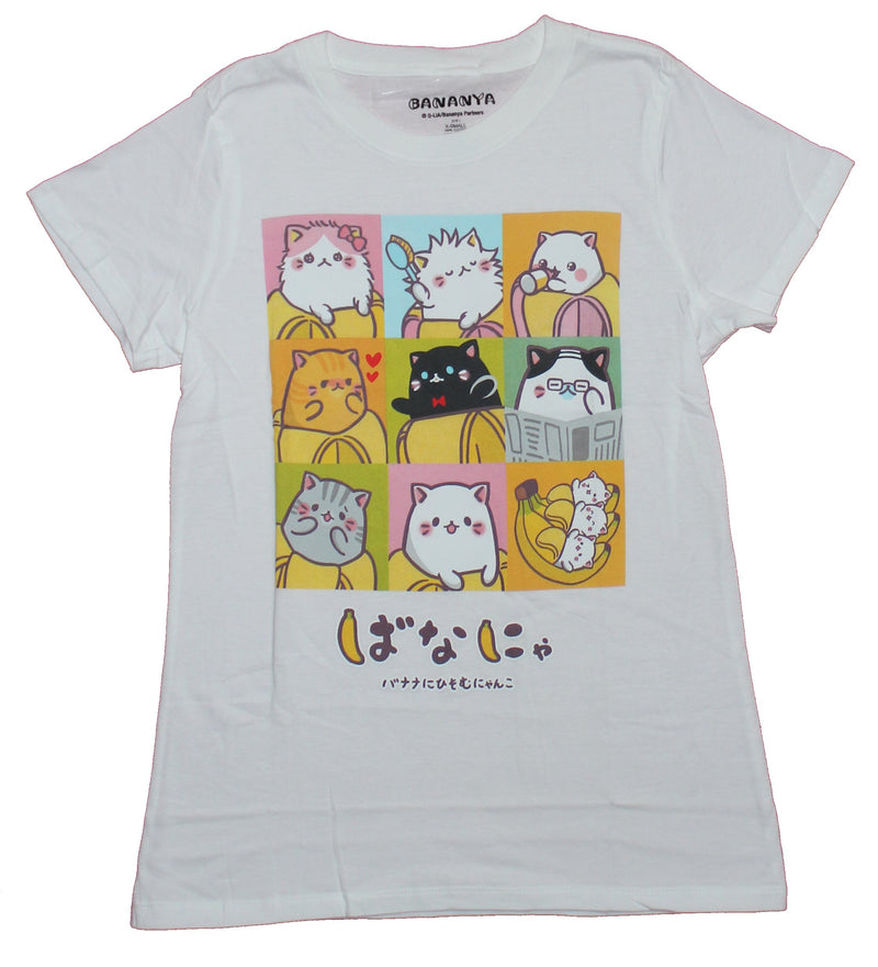 Bananya Girls Juniors T-Shirt - 9 Box Different Bananyas Images