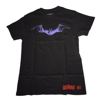 The Batman Mens T-Shirt - Distressed Scratchy Blue Logo