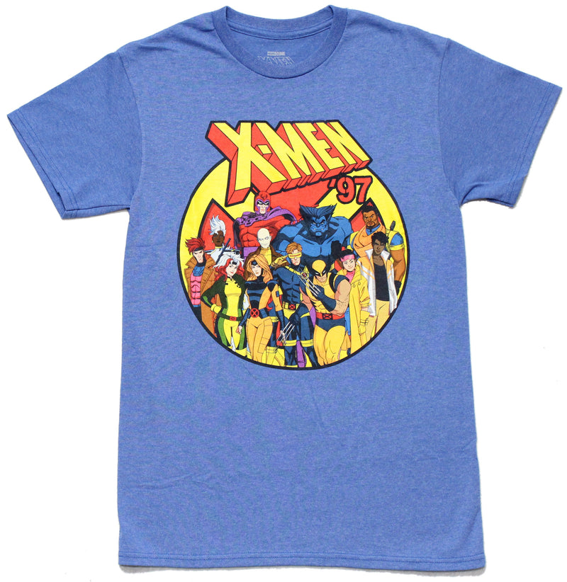 X-Men '97 Mens T-Shirt - Retro Cast In Yellow Circle - Inmyparentsbasement.com