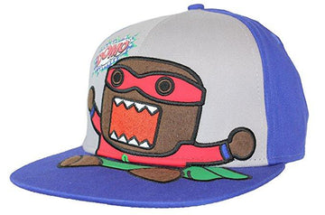 Domo Adjustable Snapback Hat- SUperhero Domo Gray Face on Blue
