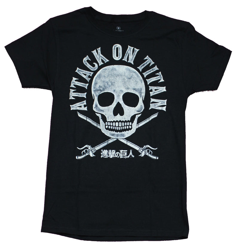 Attack on titan Mens T-Shirt - Skull Crossed Sword Image