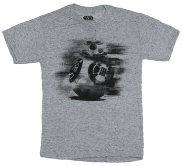 Star Wars The Force Awakens Mens T-Shirt - Black BB-8 Rolling Sketch Image