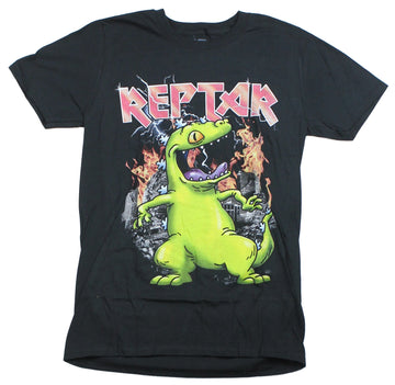 Rugrats Mens T-Shirt - Reptar Metal Logo Over Destruction