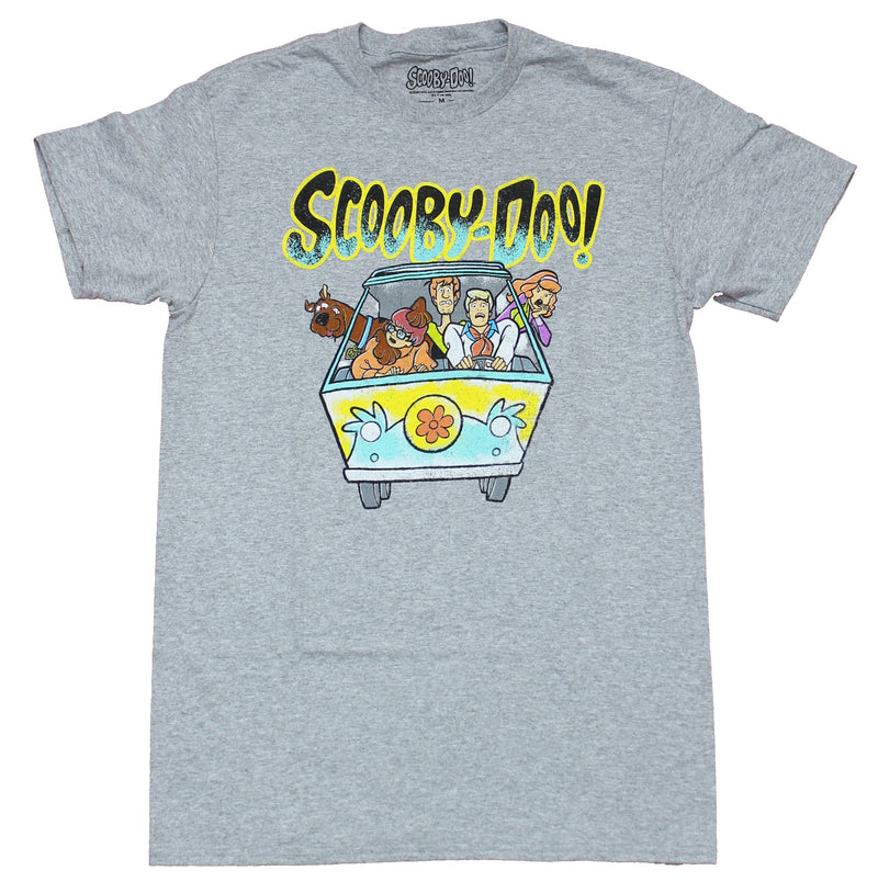 Scooby Doo Mens T-Shirt - Packed Mystery Machine Worried Gang