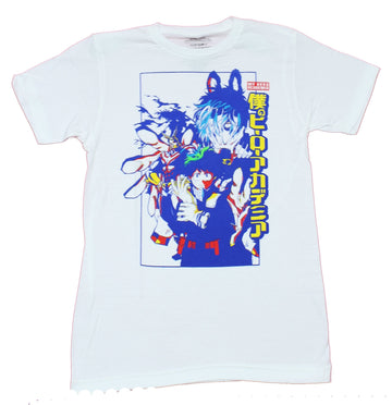 My Hero Academia Mens T-Shirt - Blue Tinted Deku All Might  Tomura Kanji Box