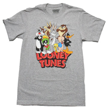 Looney Tunes Mens T-Shirt - Bugs Taz and More Over Logo Image