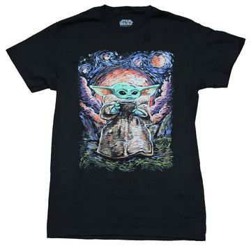 Star Wars The Mandalorian Mens T-Shirt - Starry Night Grogu Image