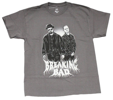 Breaking Bad Mens T-Shirt -Walter & Jessie Black & White Over Metal Logo