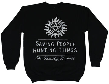 Supernatural Mens Crewneck Sweatshirt - Saving People Hunting Things Logo Image
