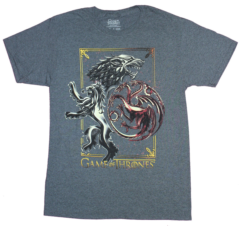 Game of Thrones Mens T-Shirt  - 3 Houses Stark Lannister Tagaryen Fancy Sigils