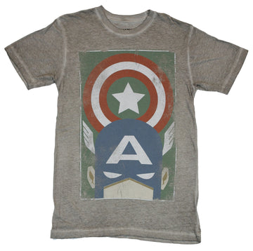 Captain America (Marvel Comcis) Mens T-Shirt - Minimalist Shield Over Mask Image
