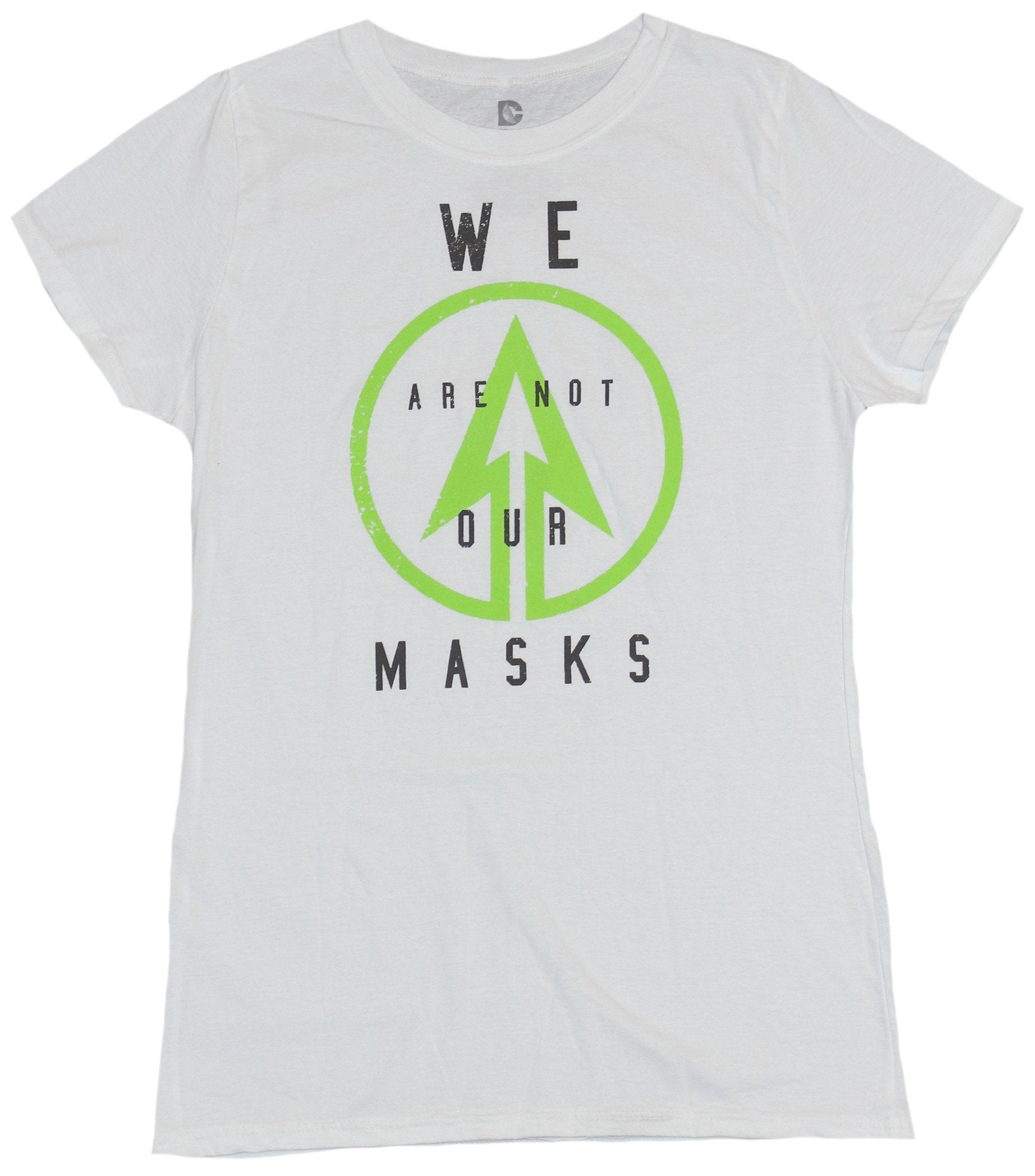 Green Arrow Girls Juniors T-Shirt - We Are Not Our Masks Green Arrow Logo