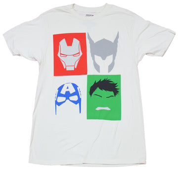 Avengers Mens T-Shirt - Stylized Four Face Box Image