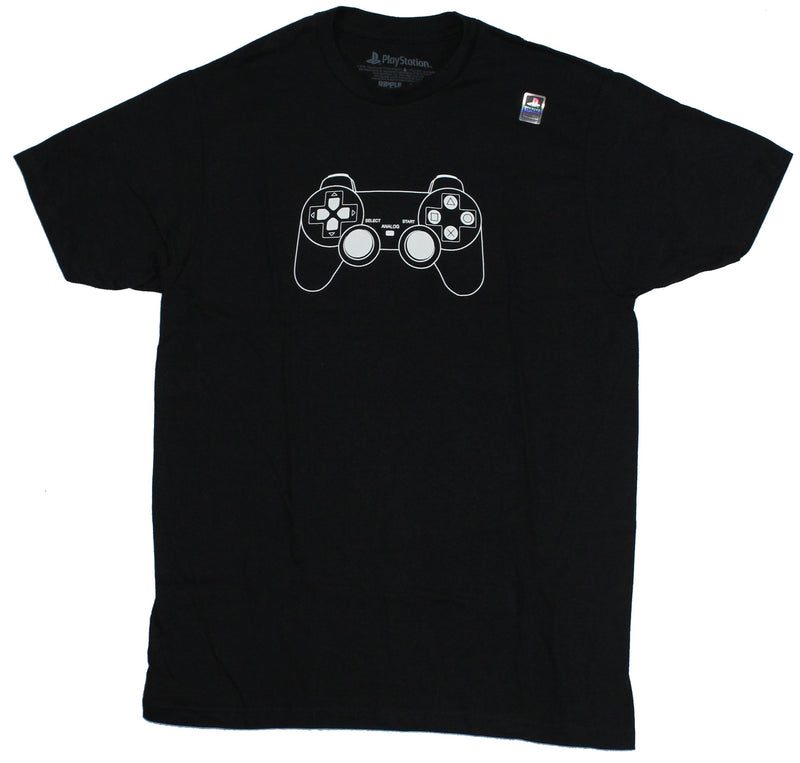PlayStation Mens T-Shirt - Simple White Line Drawing Controller Image