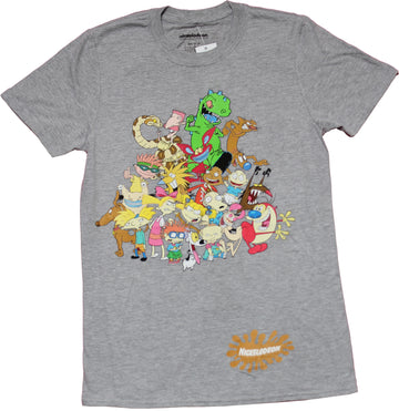 Nicktoons Mens T-shirt - Cartoon Group with Splatter Logo Show List Back