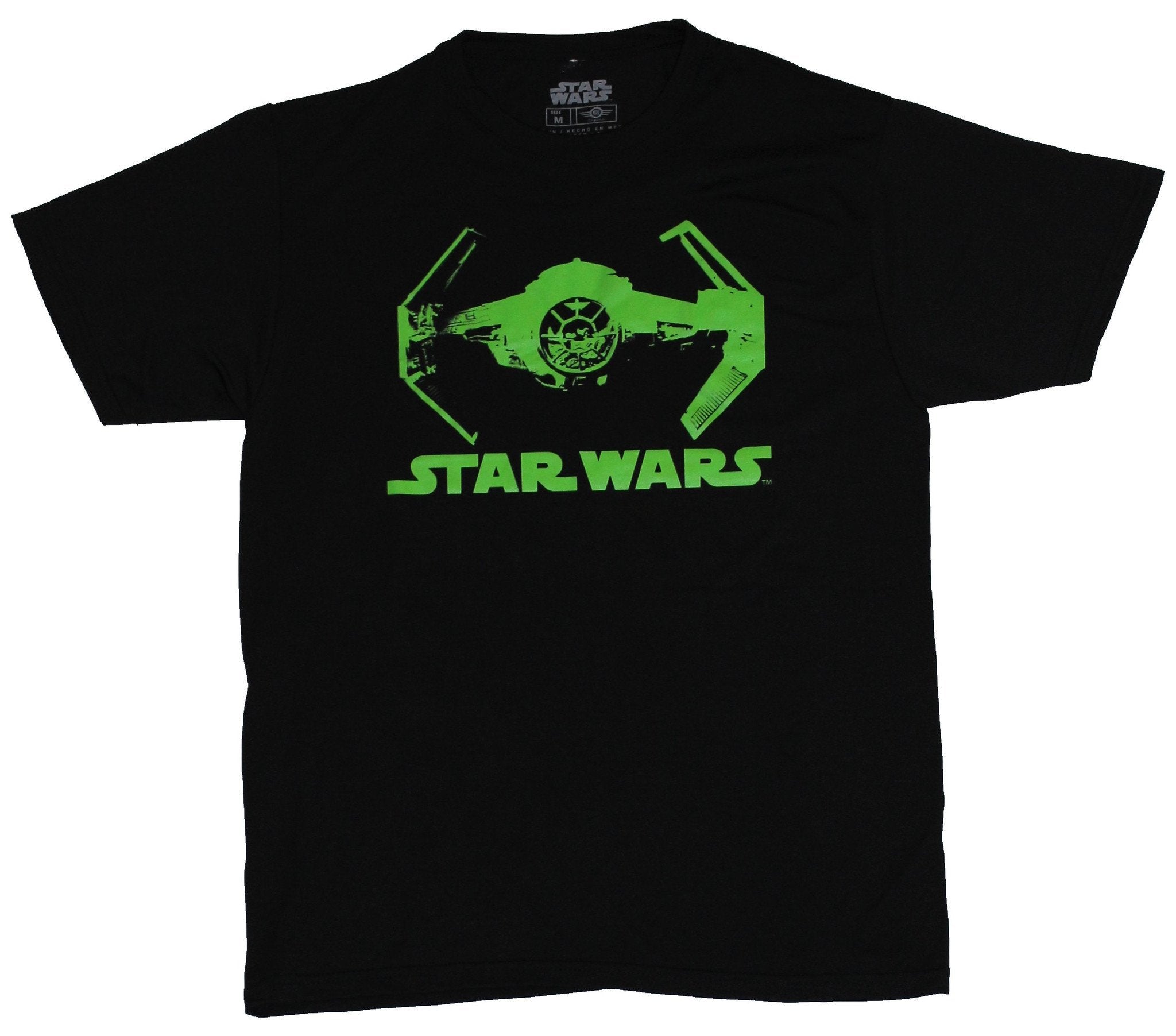 Star Wars Mens Moisture Wicking T-Shirt - Neon Green Tie Fighter Over Logo