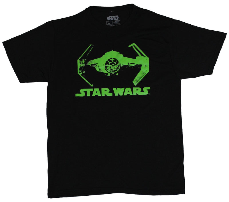 Star Wars Mens Moisture Wicking T-Shirt - Neon Green Tie Fighter Over Logo - Inmyparentsbasement.com