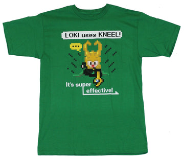 Thor (Marvel Comics) Mens T-Shirt -  8-Bit Loki Uses Kneel Super EffectiveImage