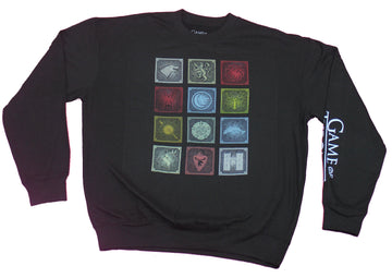 Game of Thrones Mens Crewneck Sweatshirt - Colored Grid of House Sigils