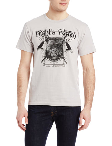 Game of Thrones Mens T-Shirt - The Night's Watch Oath in Shield Image