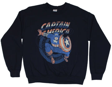 Captain America (Marvel Comics) Crewneck Sweatshirt - Distressed Kirby Cap