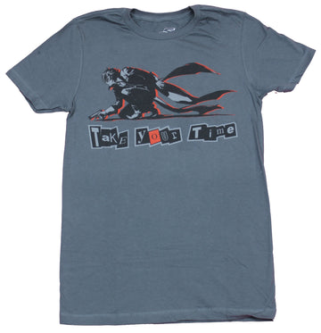 Persona 5 Mens T-Shirt - Take Your Time Crouched Joker Over Words