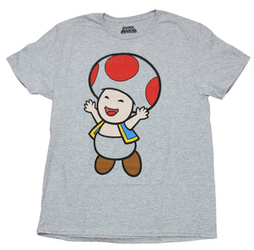 Super Mario Brothers Mens T-Shirt - Happy Jumping Toad Image