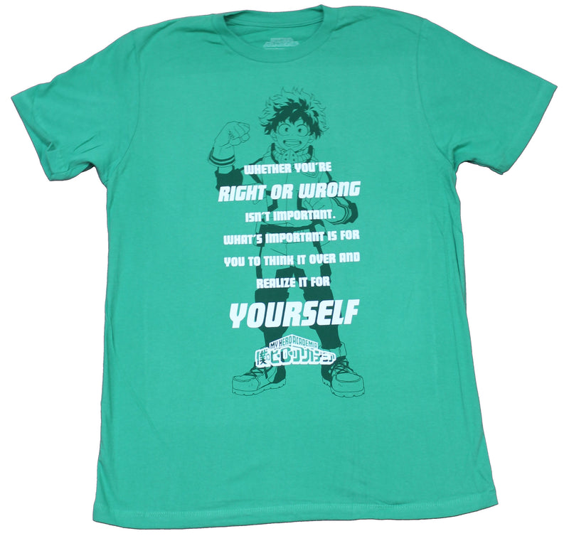 My Hero Academia Mens T-Shirt - Deku Right or Wrong Realize For Yourself
