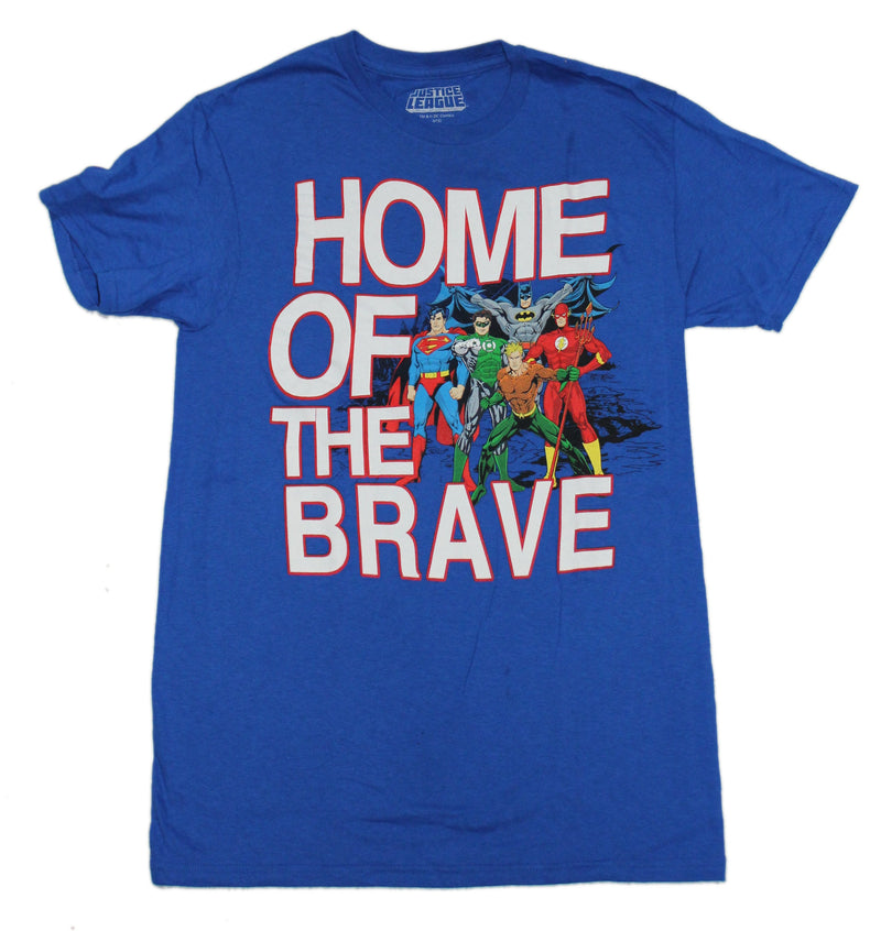 Justice League MEns T-Shirt - Cast Home of the Brave