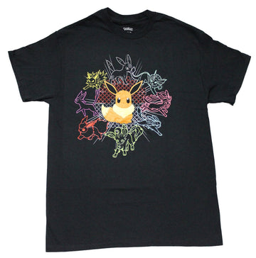 Pokemon Mens T-Shirt - Evee In the Center of Many Transformations