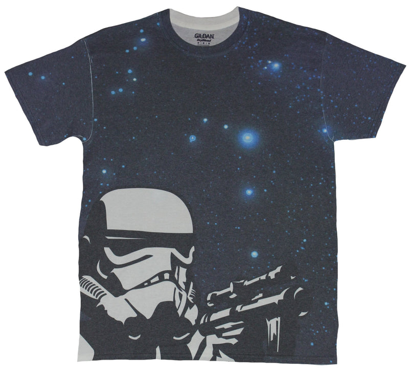 Star Wars Sublimation Mens T-Shirt - Stormtrooper Shooting Over Starry Sky Image - Inmyparentsbasement.com