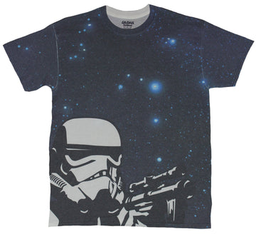 Star Wars Sublimation Mens T-Shirt - Stormtrooper Shooting Over Starry Sky Image