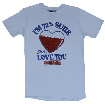 Anchorman Mens T-Shirt -  "I'm 72% Sure I Love You" Almost Full Heart Image