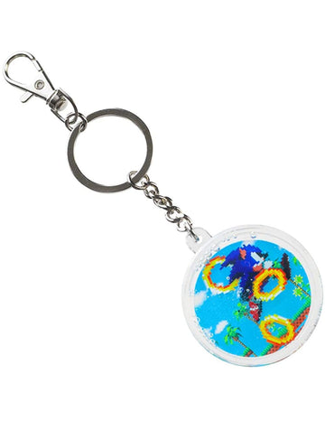 Retro Sonic the Hedgehog Keychain with Floating Rings