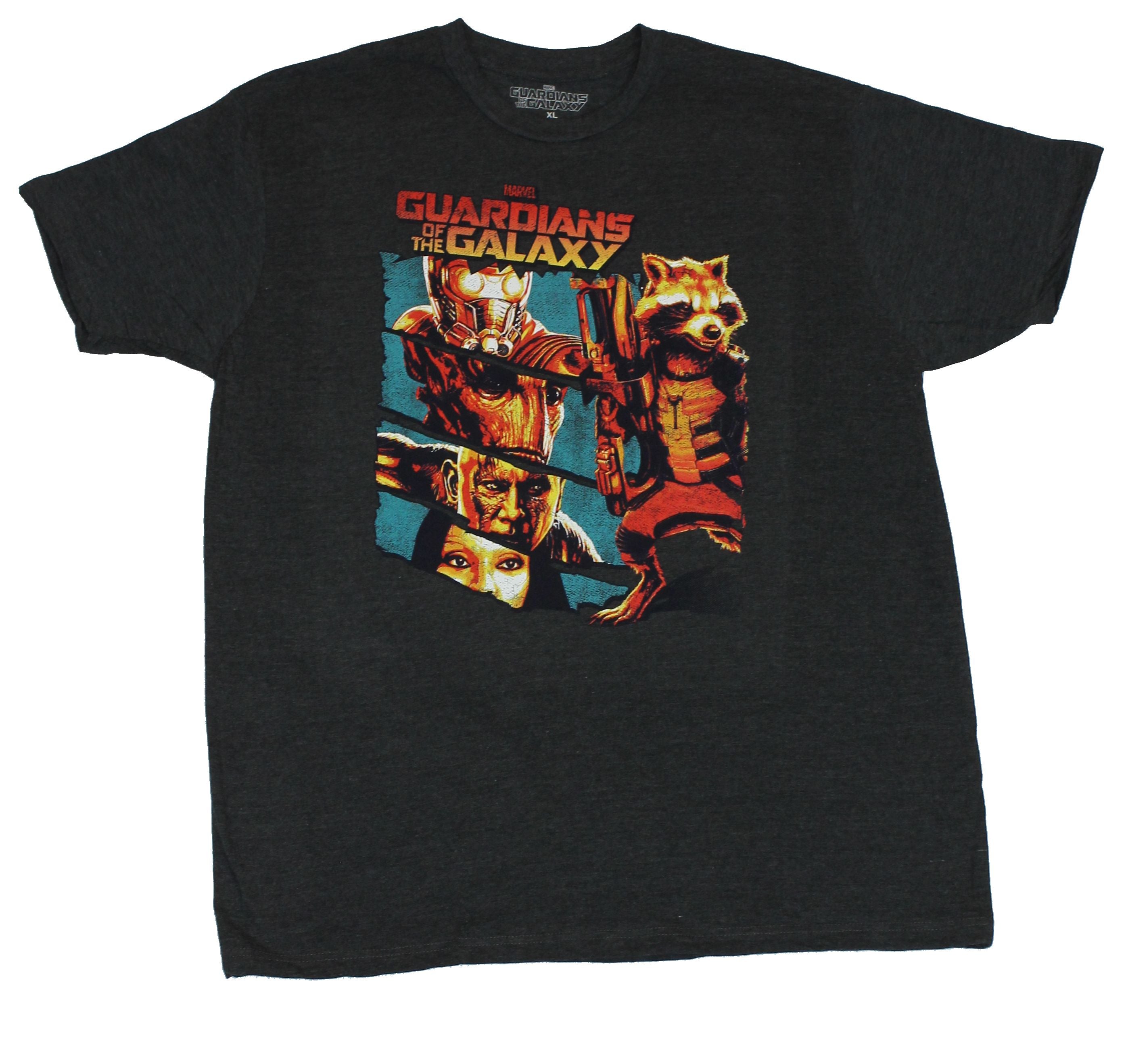 Guardians of the Galaxy Mens T-Shirt - Slashed Movie Hero Images Std Image