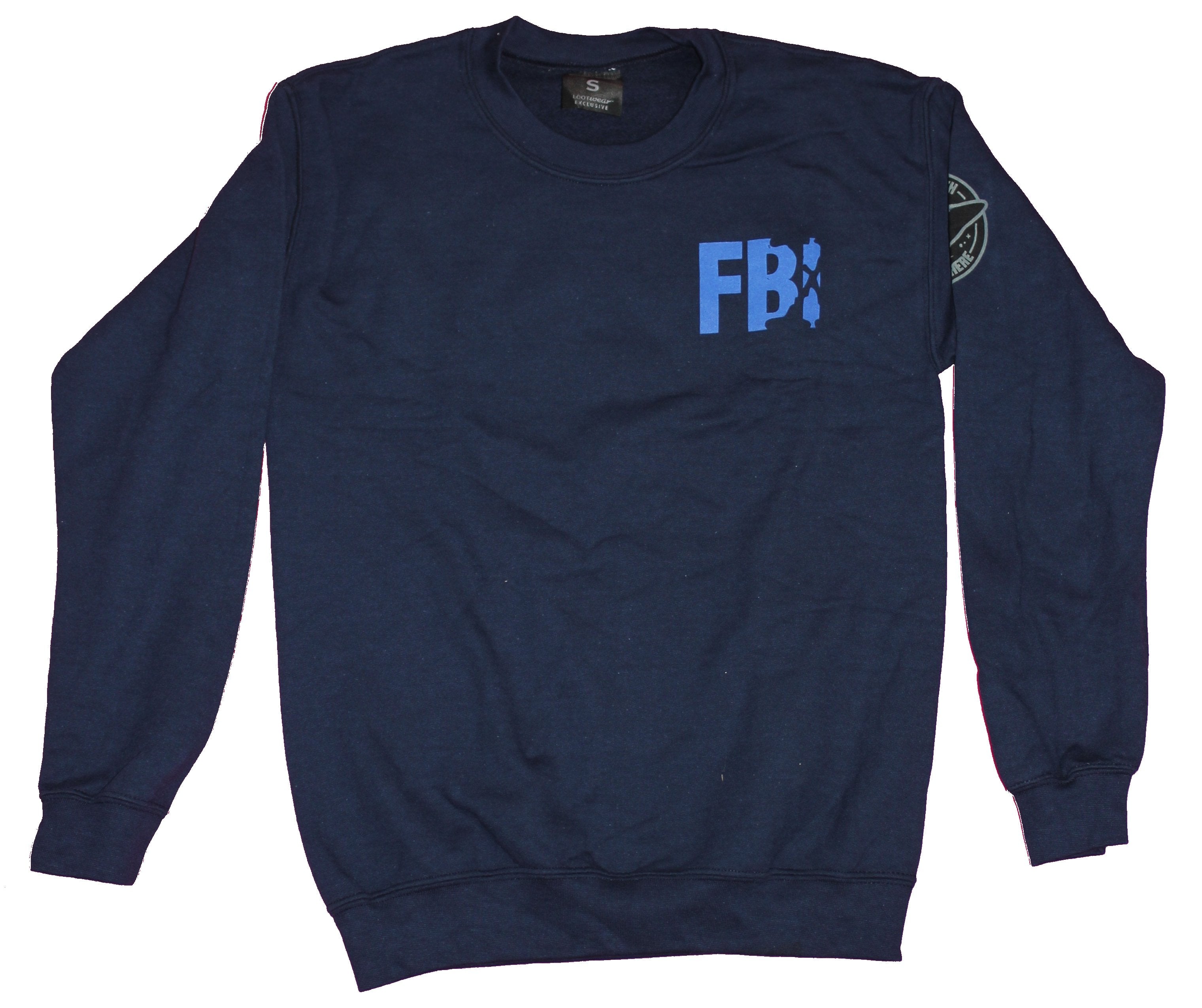X-Files Mens Crewneck Sweatshirt - FBI Lapel Saucer X Back Image