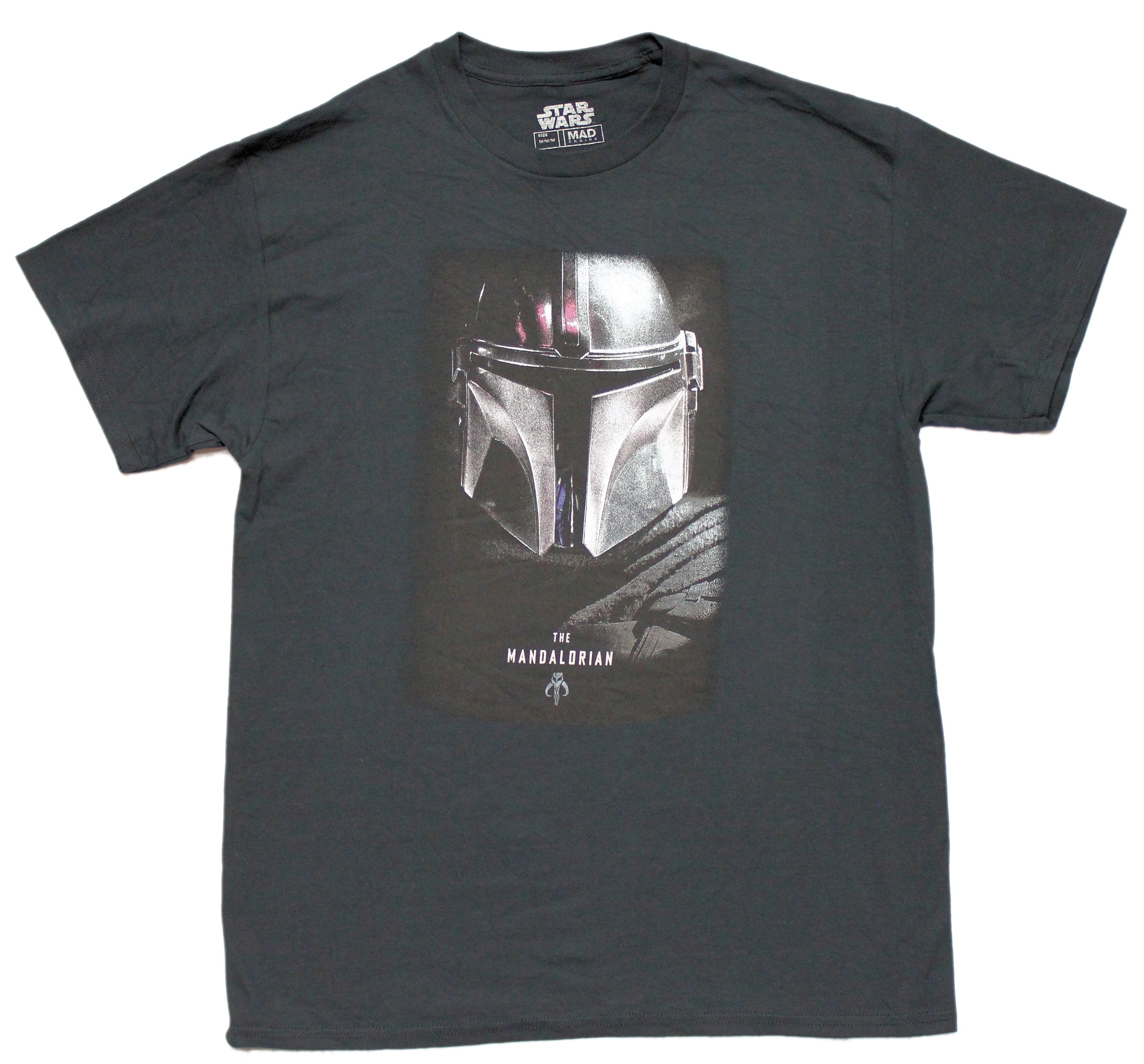 Star Wars The Mandalorian Mens T-Shirt- Distressed  Mando Profile