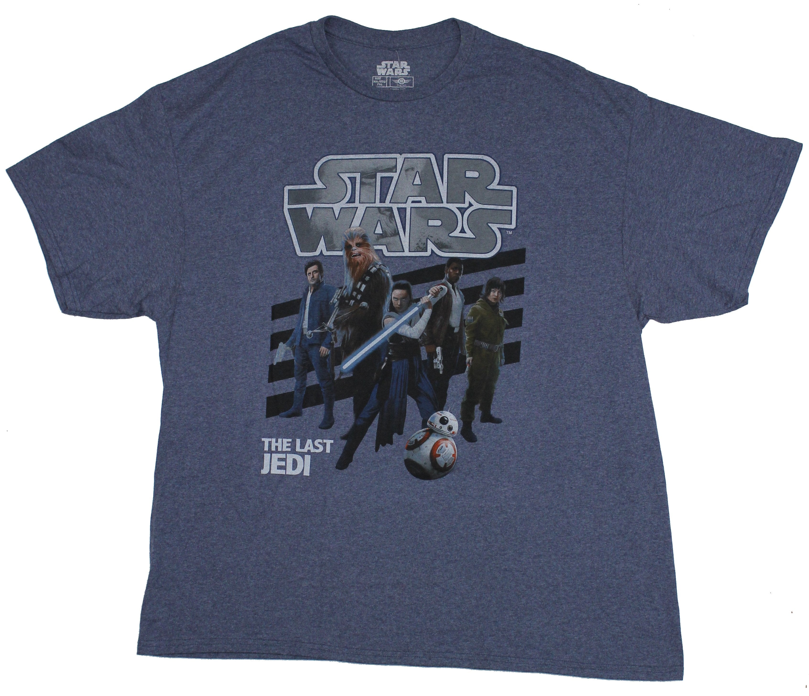 Star Wars Mens T-Shirt - The Last Jedi Full Color Cast Under Logo